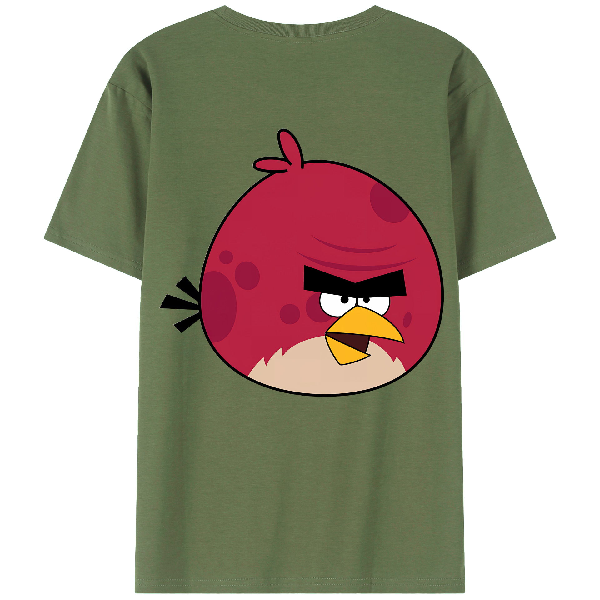 （画像用） Angry Birds アングリーバード 綿100％ メンズ半袖Tシャツ（バックプリント） 通気性